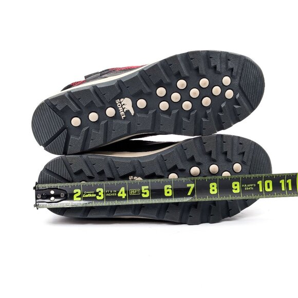 Sorel Women Whitney Short Lace up Snow Red Plaid Fabric Ankle Boots sz 9 - Picture 5 of 7